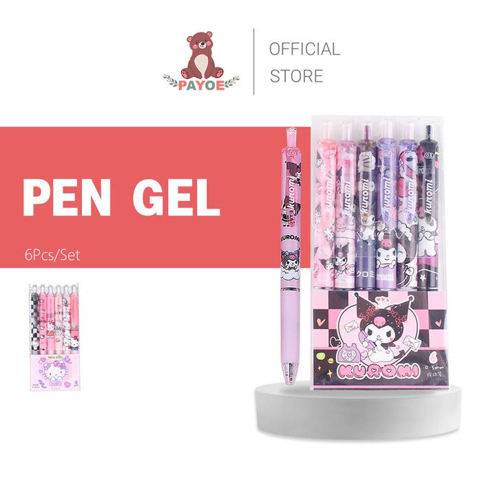 PAYOE Pulpen Gel Mekanik Lucu Karakter Set Pulpen Gel 6 Pcs Ballpoint Mekanik Pulpen Set