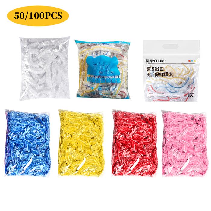 100Pcs Disposable Food Cover Plastic Wrap Elastic Lids For Fruit
