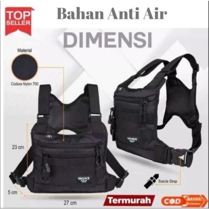 Chest bag Tas Dada Pria Waterproof Tas Rompi Pelindung dada Polos Hitam Olahraga Sepeda Hiking Kerja