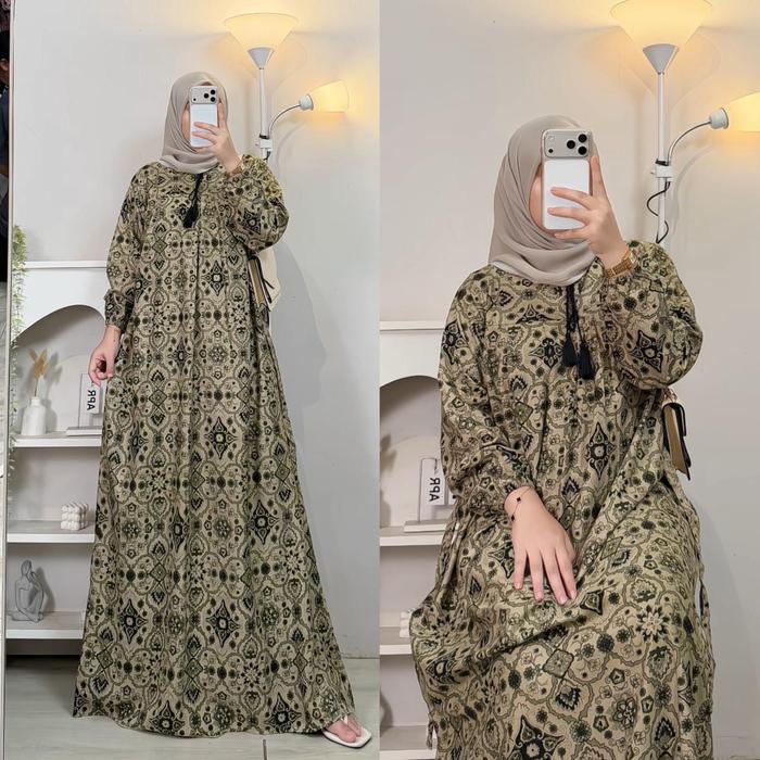 Gamis Etnik Motif Songket Kain Rayon Tebal Premium