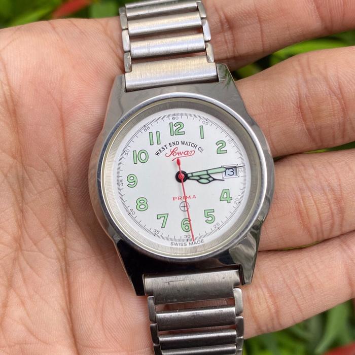 Jam tangan vintage West End Watch Co Sowar jadul kuno antik Swiss Quartz fashion pria wanita militar