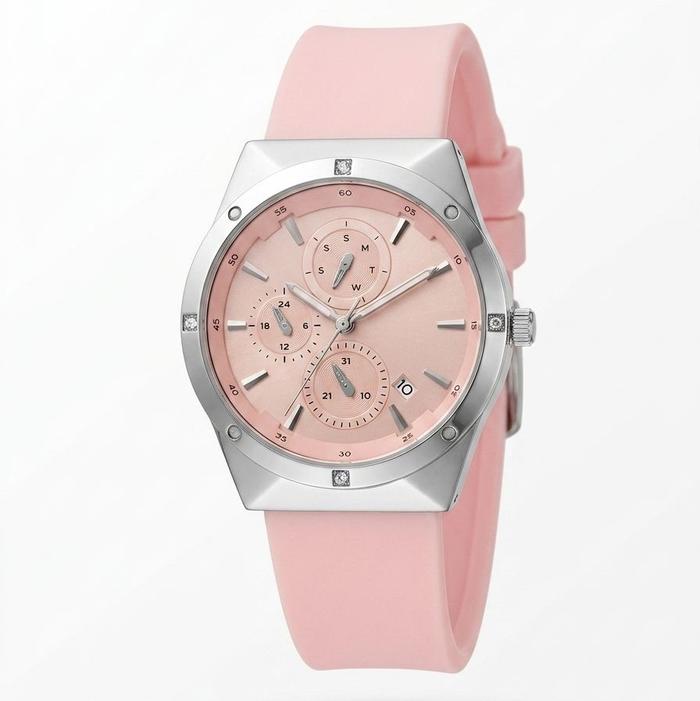jam tangan wanita fossil murah tali karet full pink