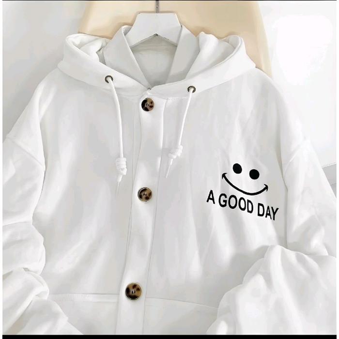 Jaketin Aja - CARDIGAN HOODIE SMILE Big Size ( S - 6XL ) Jacket Cardi BASIC SIMPLE A GOOD DAY Korean