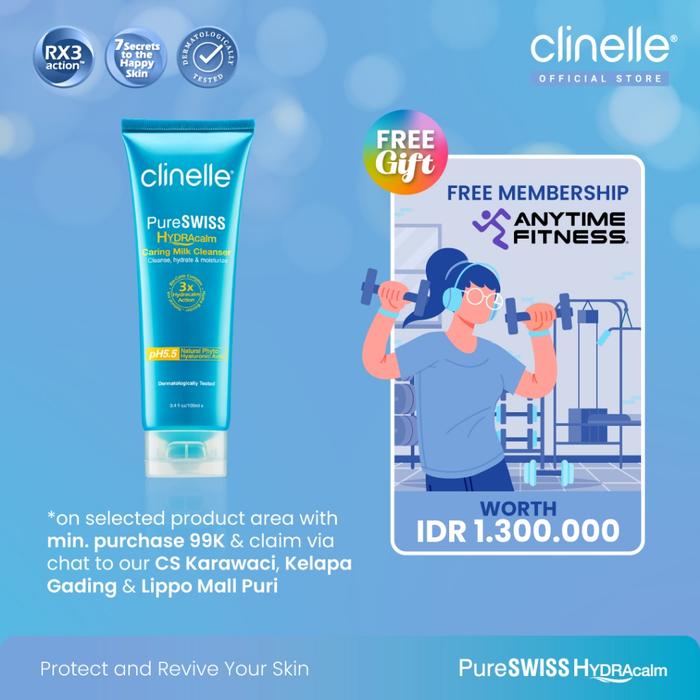 (Big Sale) CLINELLE PureSwiss Hydracalm Caring Milk Cleanser 100 mL - Susu Pembersih Wajah Kulit Ker