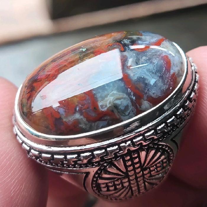 Batu Pancawarna Semi Kristal - Akik Pancawarna - Cincin Pancawarna