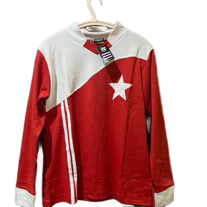 Baju senam/baju olahraga 17 Agustus muslimah warna merah putih ukuran L / Wanita Sport Panjang Atasa