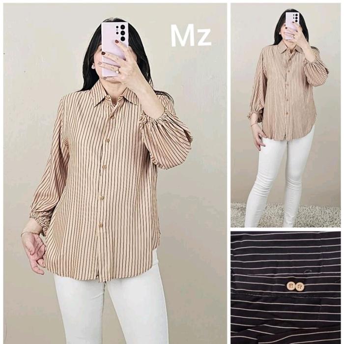 ATASAN BLUS SALUR IMPORT BBAHAN RAYON PREMIUM SIZE JUMBO