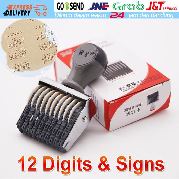 12 Digits Stempel LUNAS + Tanggal Date Stamp Nomor 0-9 ukuran 4.5mm Stempel Manual Huruf Angka