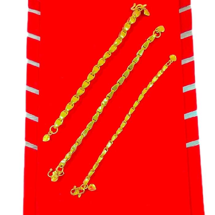 Gelang Rantai Padi 10 suku, 5 suku, 3 suku Lapis Kristal Sepuh Emas 24karat