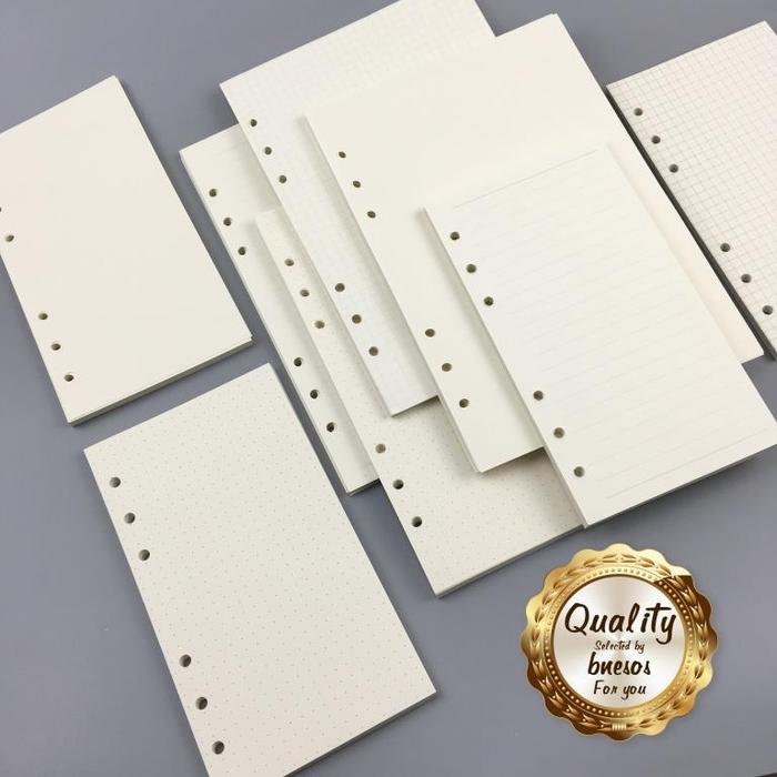 Kertas Loose Leaf 6 Lubang Ukuran A5 A6 Refill Kertas Binder 6 Rings Grid Blank Dotted Paper