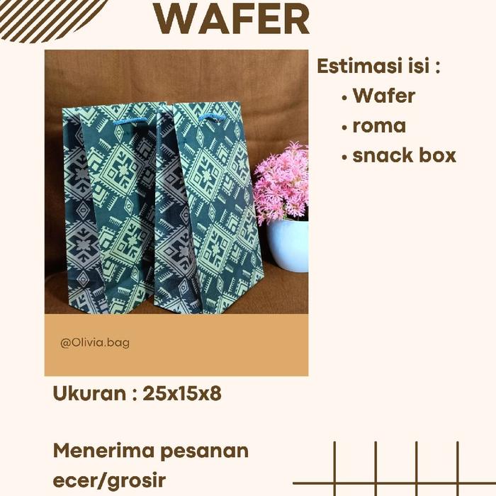 Olivia.bag Tas Kertas Olivia Ukuran 25x15x8 untuk Snack Box & Wafer Desain Unik Harga per Lusin Idea