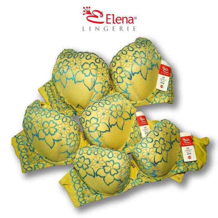 Elena Bundle Bra 3 Pcs Cup Besar Push Up 3/4 Kawat E 28768 Size 40B 42B Motif Renda Pakaian Dalam Wa