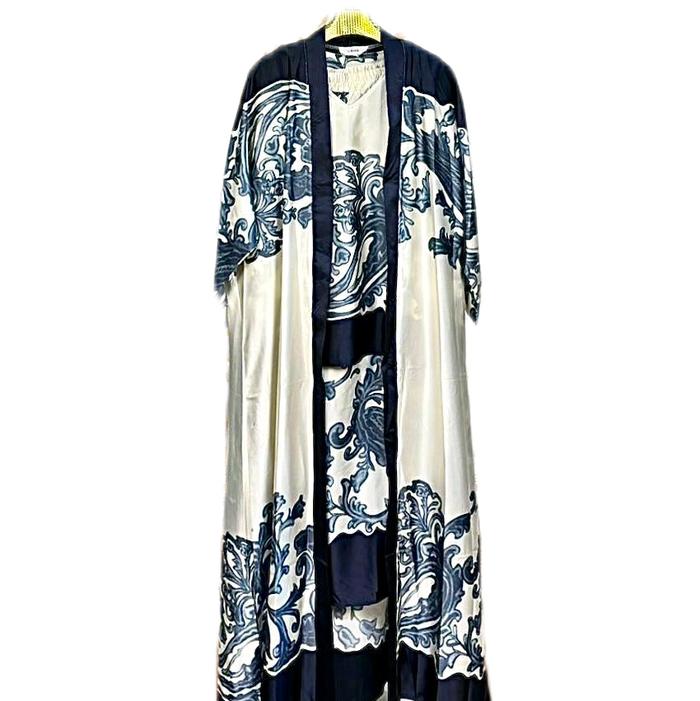 Jalabiya Outer Inner Motif Bunga Mewah Cocok Untuk Lebaran