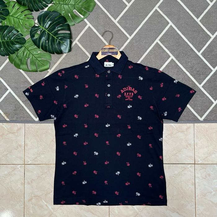 Adidas Kemeja Polo EFYB Pendek Motif Bunga Hitam | Polo Shirt Adidas Lengan Pendek | Kemeja Sporty &