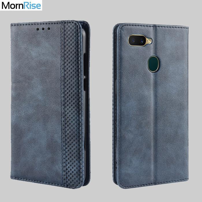 Luxury Retro Slim Magnetic Leather Flip Cover For OPPO A5S / A7 Case