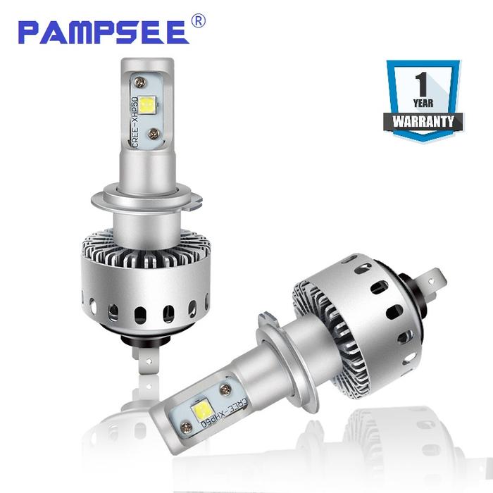 PAMPSEE 2Pcs 7S H4 H7 Led Car Headlight Automobiles LED Bulb XHP-50