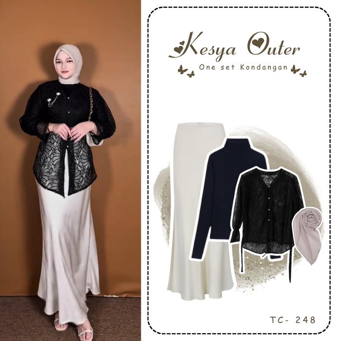 Kesya Outer One Set Kondangan Remaja Kekinian Rok Duyung Manset Brukat Bella Square SET TC-248 Bahan