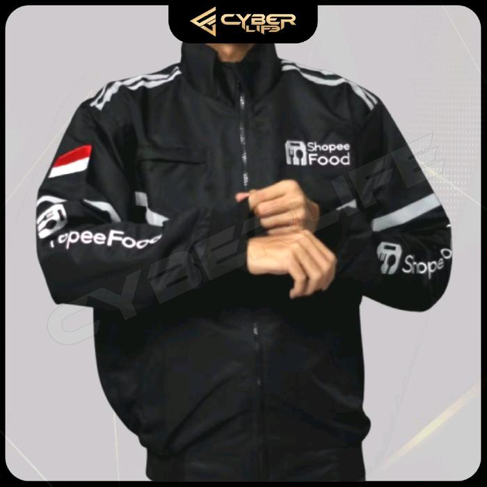 Jaket Driver Pria Ojol ShopeeFood Hitam Full Bordir | Bomber Casual Ojek Online Premium Kualitas Ori