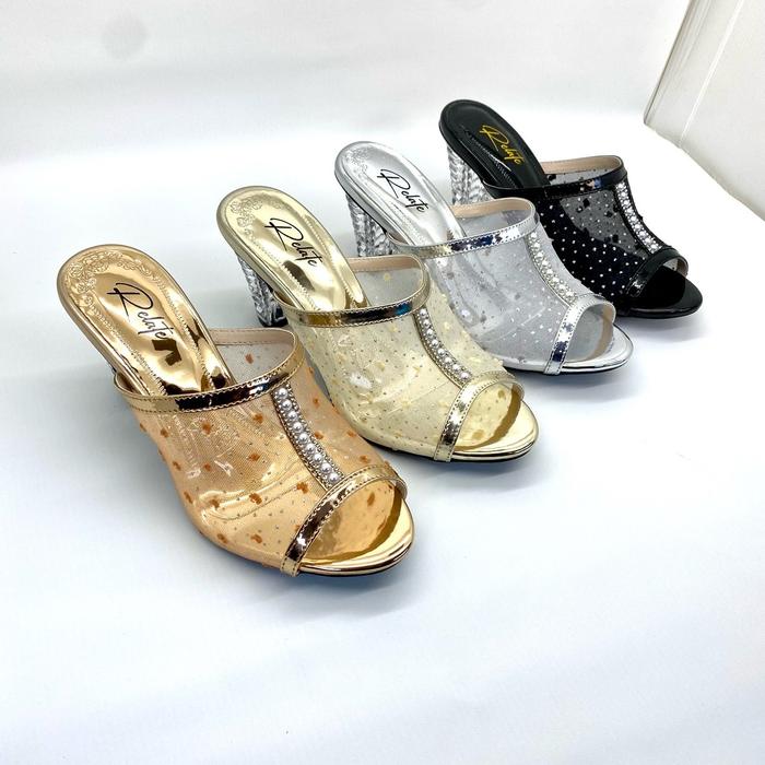 Delisha heels - 7 cm sendal pesta wanita terbaru hak kaca