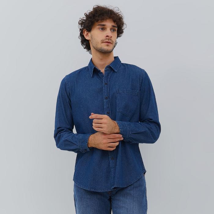 HILLBOSS Kemeja Jeans Lengan Panjang Pria Biru Tua Casie  - Casual Denim Shirt OLD Navy Blue DSL010