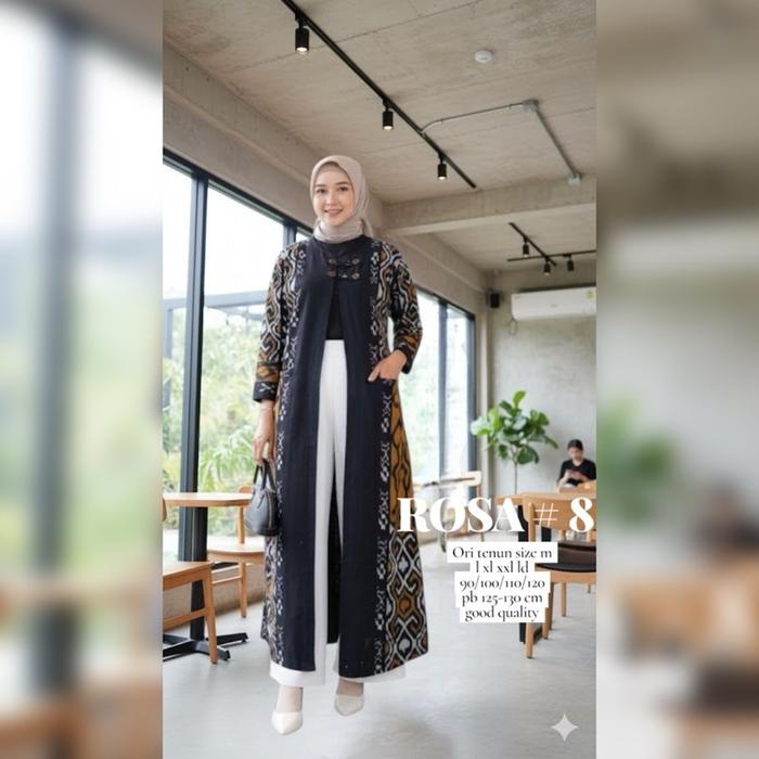 Atasan Wanita Outerwear Cardigan Long Outer tenun Kardigan Wanita Baju kerja Baju Batik atasan tenun