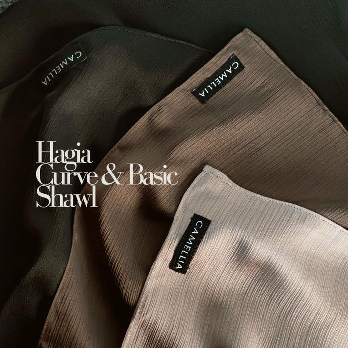 NEW Hagia Curve & Basic Shawl - Crinkle Silk Pashmina Oval Basic 200x75 Berkualitas