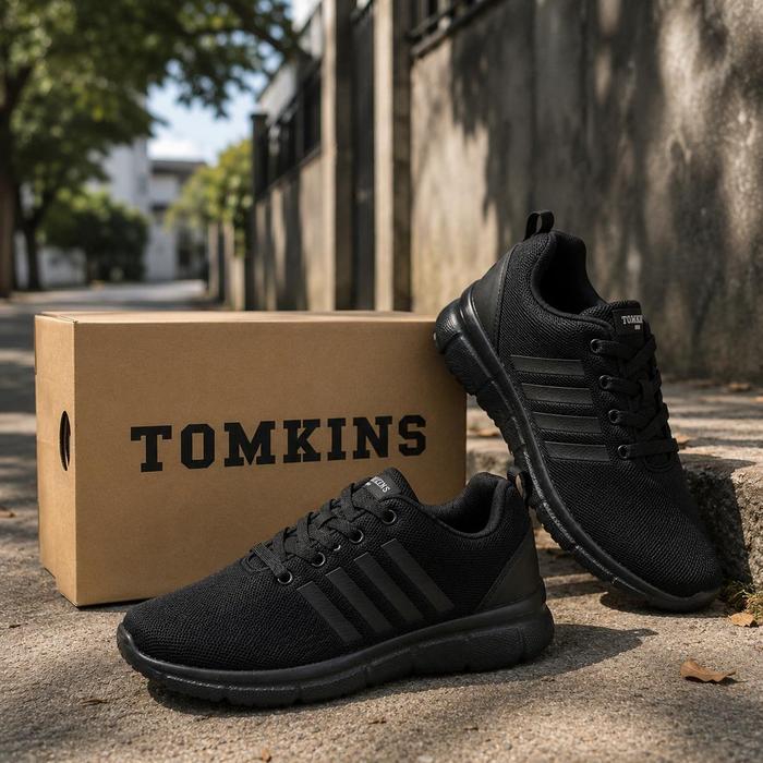 Tomkins scool sepatu sneakers tomkins fullblack sepatu sekolah unisek
