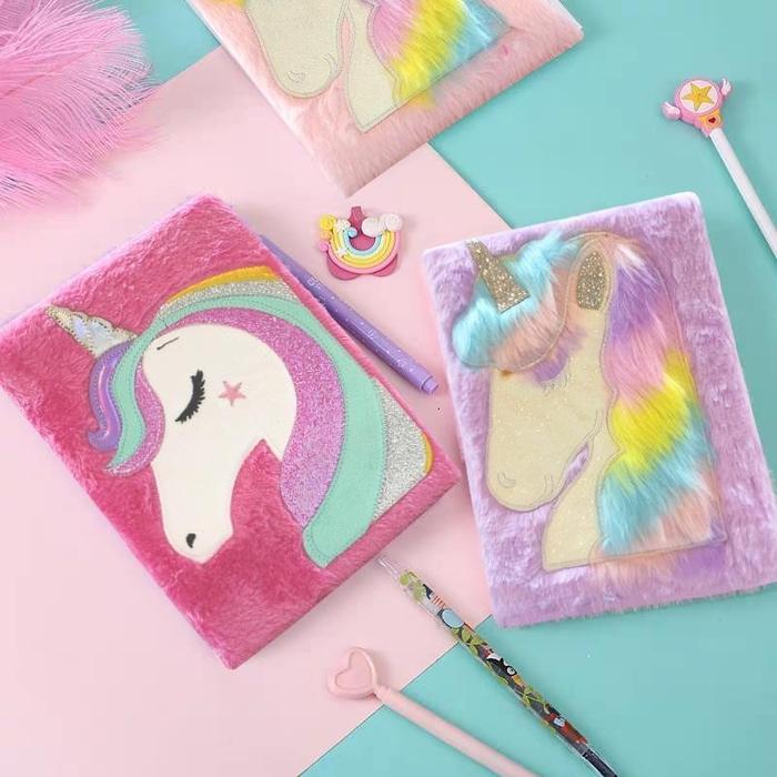 PENTHOUSE Notebook Bulu Diary Unicorn Bulu Buku Tulis Anak Kuda Pony Karakter Lucu