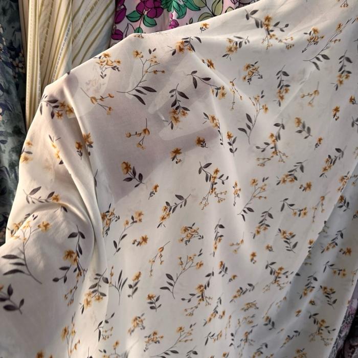 Kain Sifon Ceruty Motif Bunga Bahan Lembut Jatuh Elegan untuk Gaun Dress Blouse & Hijab Fashion Leba