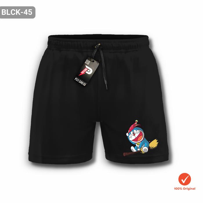 Boxer Psycho DTF motif Doraemon |  Celana Pendek Boxer pria dewasa|Boxer pria premium black dtf baha