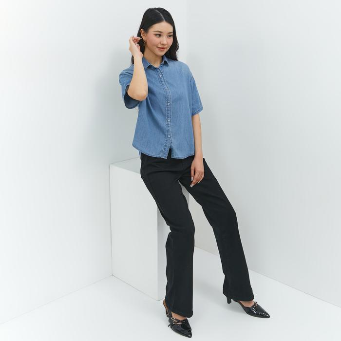 Geela Official - Gantari Ue Denim Shirt (G.1532) | Kemeja Wanita