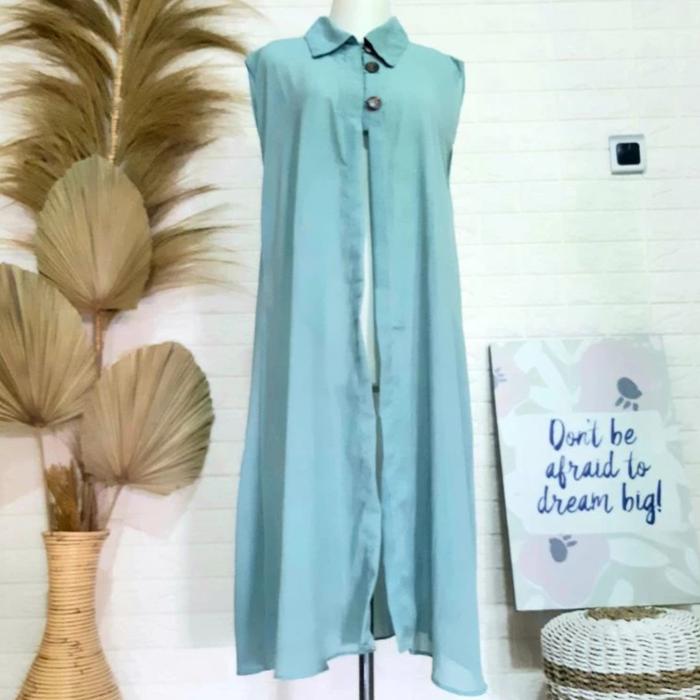 Outer Kardigan Tanpa Lengan-Pakaian Muslimah Oversize