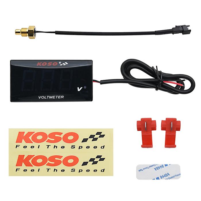 KOSO Voltmeter Digital Tampilan LCD Voltmeter Motor Cocok untuk