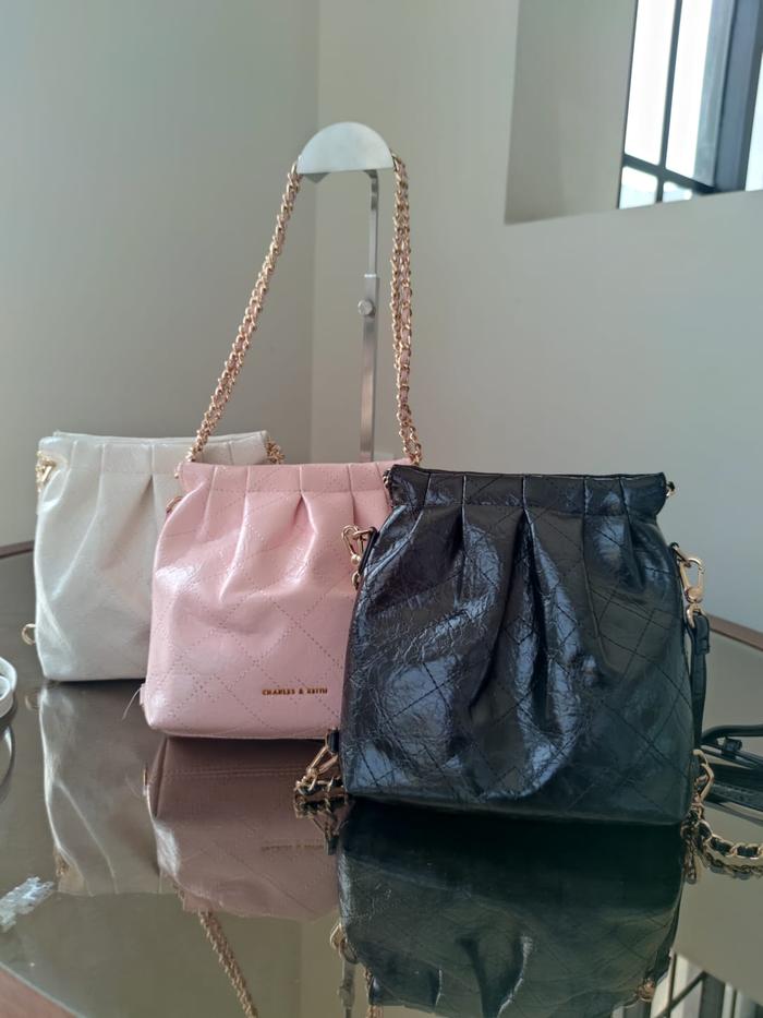 BAGSBUNNY15 • Tas Wanita 2in1 2390 CK Slempang Bahu dengan Pilihan Warna Putih Pink dan Hitam Elegan