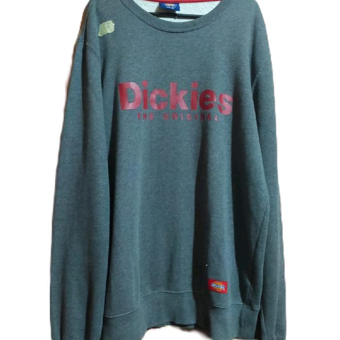 jaket crewneck dikies abu abu sablon merah buat cewe cowo juga bisa bosqw