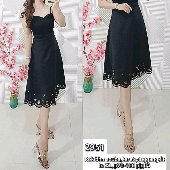 2951 - Rok bhn Scuba kaki Laser bunga , karet pinggang, LP 70-100, Pjg 65