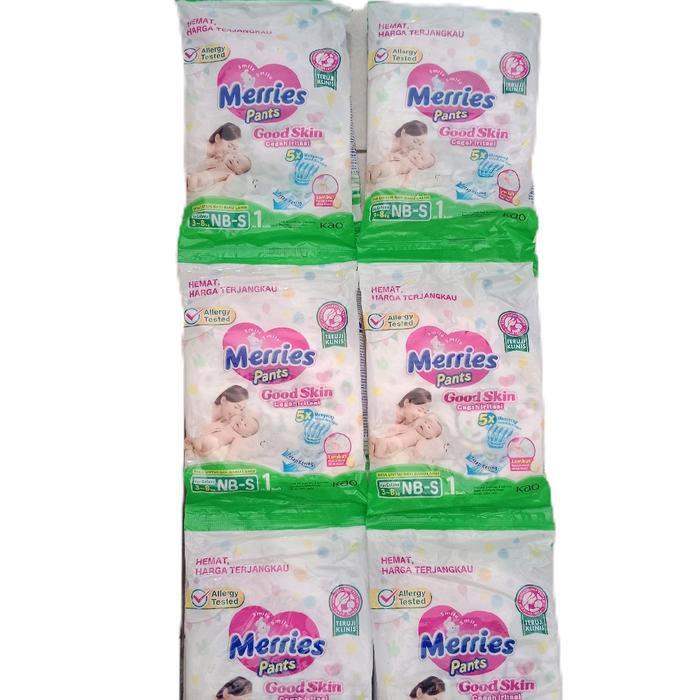 PROMO HEMAT 6PCS/1RENCENG MERRIES GOOD SKIN PANTS S, M, L, XL Popok Bayi Nyaman & Lembut