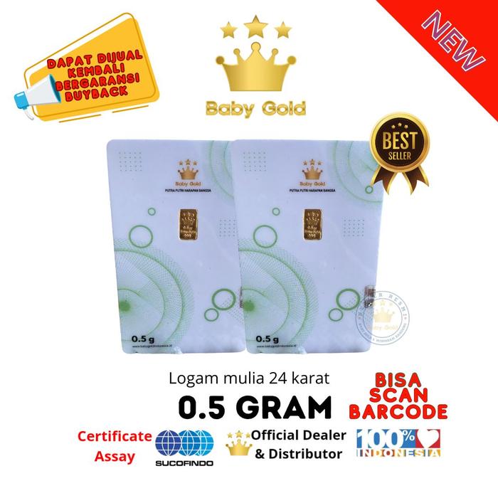 BABY GOLD EMAS MINI LOGAM MULIA 0.5 GRAM