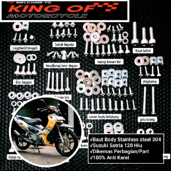 Baut body Suzuki Satria 120 Hiu Stainless steel 304 Full Body lengkap/Baut Body stainless steel THE
