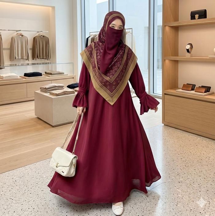 Lyra Dress by Nafeeza, Dress only tanpa Jilbab, Bukan Produk YoYa, Dress cantik elegan, dress kekini