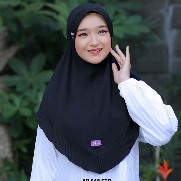 AR 568 Hijab Arrafi hijab daily variasi list plisket cantik hijab instan hijab couple  simple kerudu