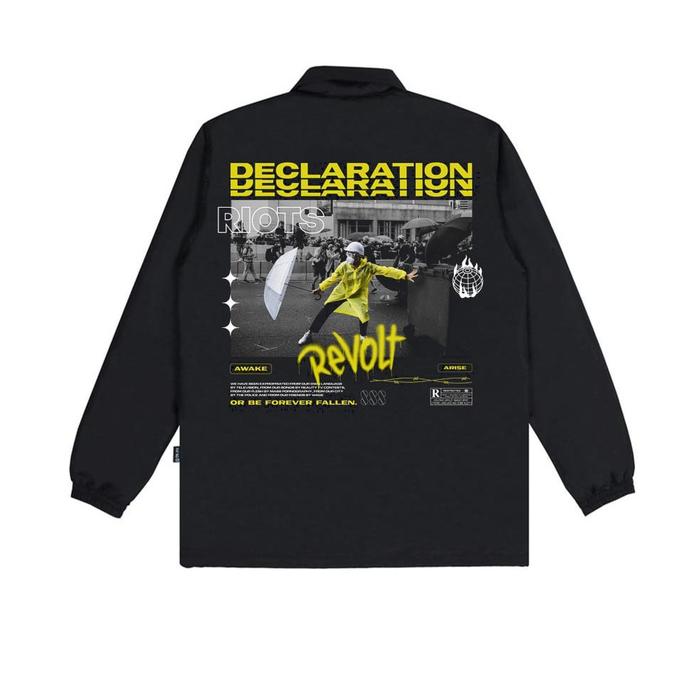 Coach jaket  Pria Dan Wanita Declaration panjang Sablon hitam dan cream Baju santai size m l xl xxl