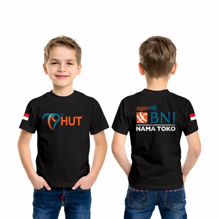 Kaos Baju Anak HUT BANK BNI ke 79 Logo Agen 46 Gratis Nama Toko DB Kaos Distro