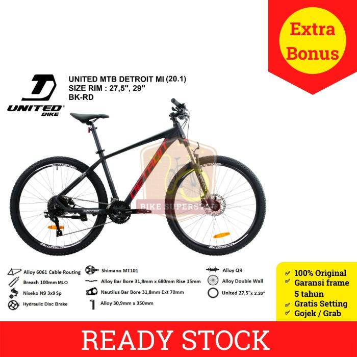 (COD) SEPEDA GUNUNG MTB 27.5 INCH UNITED DETROIT MI ALLOY 27 SPEED CAKRAM HIDROLIK KASKADA Portable 