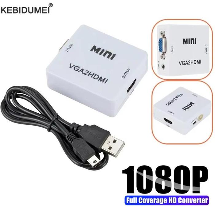 VGA to HDMI-compatible Converter Box VGA2HDMI Adapter 1080P Mini VGA Video Audio Adapter For PC Lapt