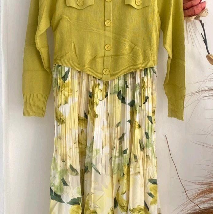 gamis sifon kombinasi rajut