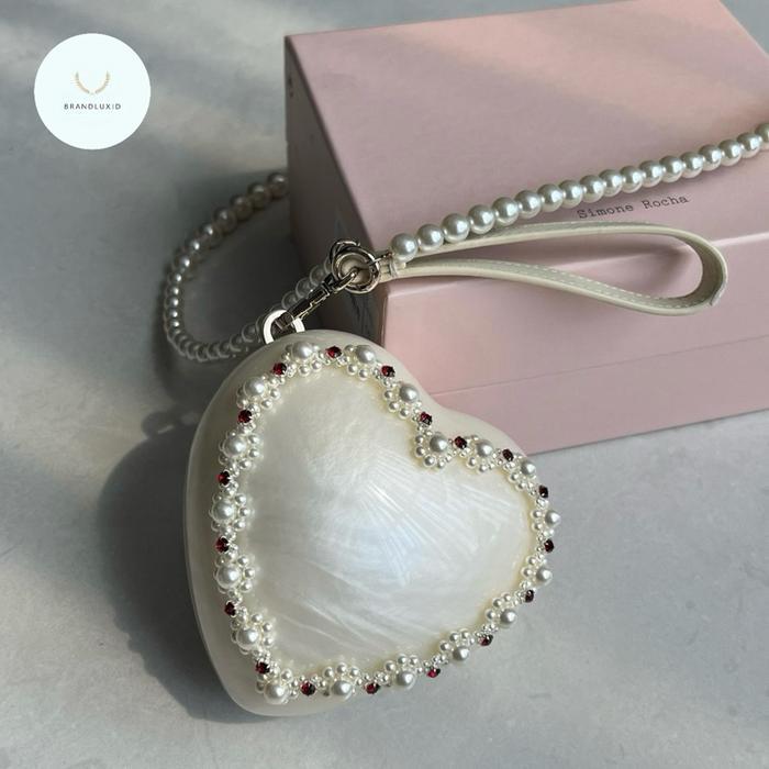 SIMONE ROCHA MICRO PEARL HEART EMBELLISHED BAG