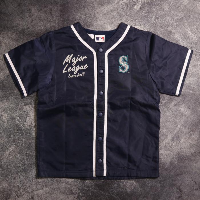 JAKET MLB SEATTLE MARINERS VARSITY JERSEY BASEBALL KIDS OUTER JACKET AN76 SIZE ANAK 140