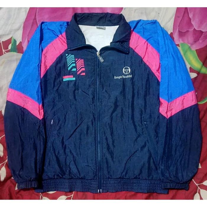 Jaket Vintage Casual Windbreaker Sergio Tacchini Colorblok Second