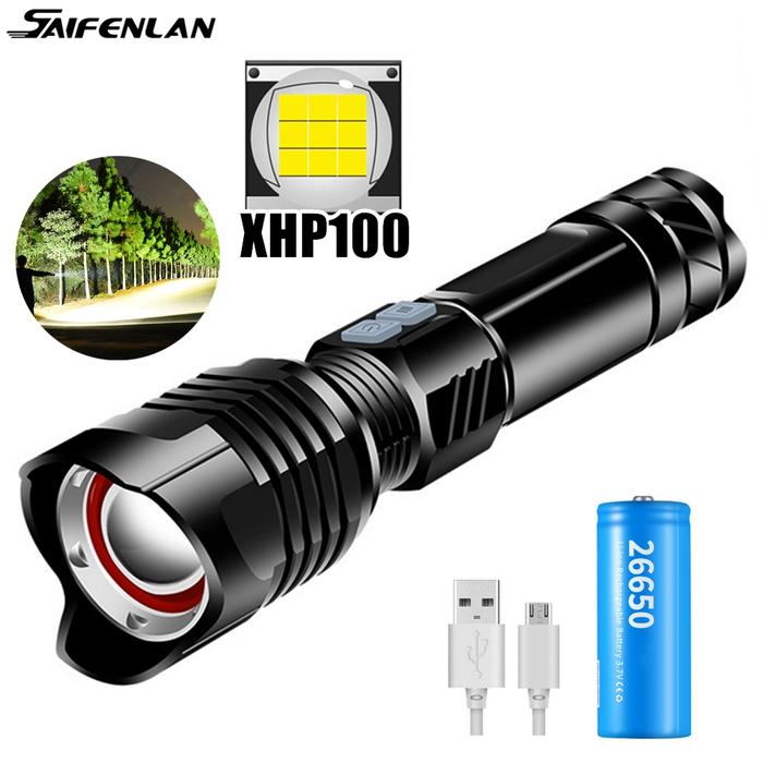 XHP100 Tactical Flash Light USB XHP90 XHP70 XHP50 Powerful LED